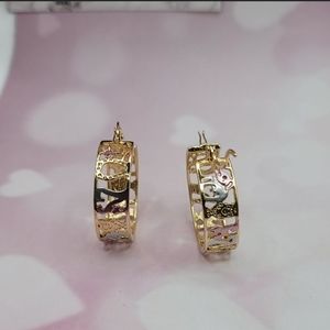 Gold luck charms hoops 3-colors Gold-plated 18k